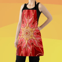 Cartoon Mandala Flower Red en Oranje