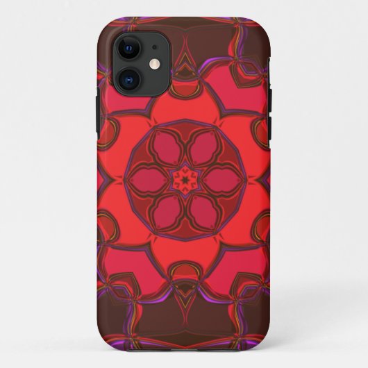 Cartoon Mandala Flower Red Pink en Paars Case-Mate iPhone Case (Achterkant)