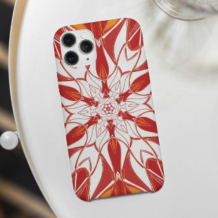 Cartoon Mandala Flower Red Sinaasappel and White Case-Mate iPhone Case