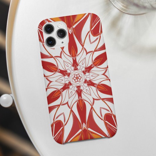 Cartoon Mandala Flower Red Sinaasappel and White Case-Mate iPhone Case