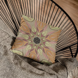 Cartoon Mandala Flower Red Sinaasappel and Yellow Kussen