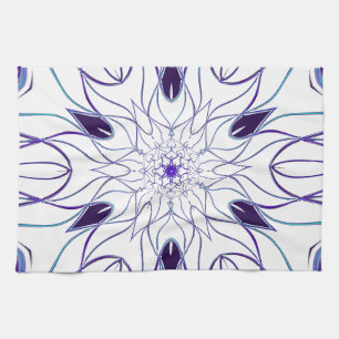 Cartoon Mandala Flower White en Paars Theedoek
