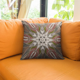 Cartoon Mandala Flower White Red en Green Kussen