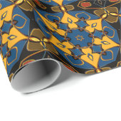 Cartoon Mandala Flower Yellow Blue en Oranje Cadeaupapier (Rol Hoek)