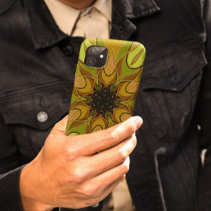 Cartoon Mandala Flower Yellow en Green Case-Mate iPhone Case