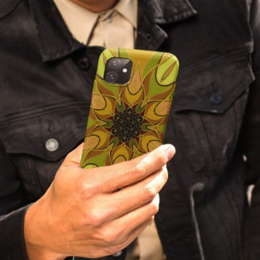 Cartoon Mandala Flower Yellow en Green Case-Mate iPhone Case