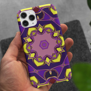 Cartoon Mandala Flower Yellow en Paars Case-Mate iPhone Case