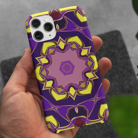 Cartoon Mandala Flower Yellow en Paars Case-Mate iPhone Case