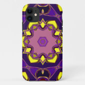 Cartoon Mandala Flower Yellow en Paars Case-Mate iPhone Case (Achterkant)