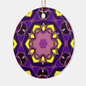 Cartoon Mandala Flower Yellow en Paars Keramisch Ornament (Links)