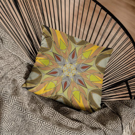 Cartoon Mandala Flower Yellow Grey and Red Kussen