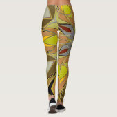 Cartoon Mandala Flower Yellow Grey and Red Leggings (Achterkant)