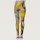 Cartoon Mandala Flower Yellow Grey and Red Leggings (Voorkant)
