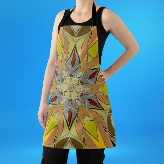 Cartoon Mandala Flower Yellow Grey and Red Schort