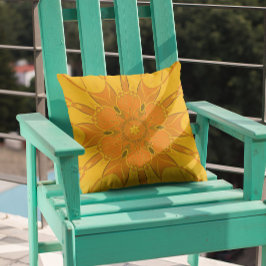 Cartoon Mandala Flower Yellow Kussen