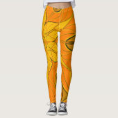 Cartoon Mandala Flower Yellow Leggings (Voorkant)