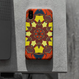 Cartoon Mandala Flower Yellow Oranje and Blue Case-Mate iPhone Case