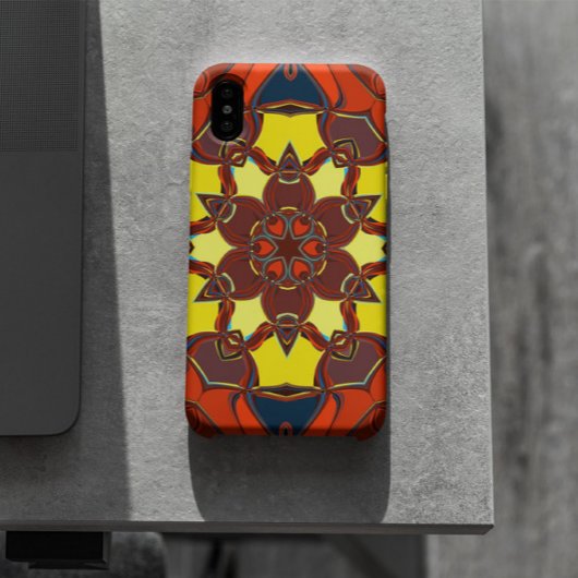 Cartoon Mandala Flower Yellow Oranje and Blue Case-Mate iPhone Case