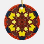 Cartoon Mandala Flower Yellow Oranje and Blue Keramisch Ornament (Voorkant)