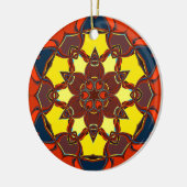Cartoon Mandala Flower Yellow Oranje and Blue Keramisch Ornament (Links)
