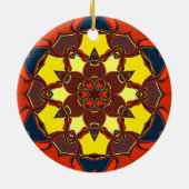 Cartoon Mandala Flower Yellow Oranje and Blue Keramisch Ornament (Achterkant)