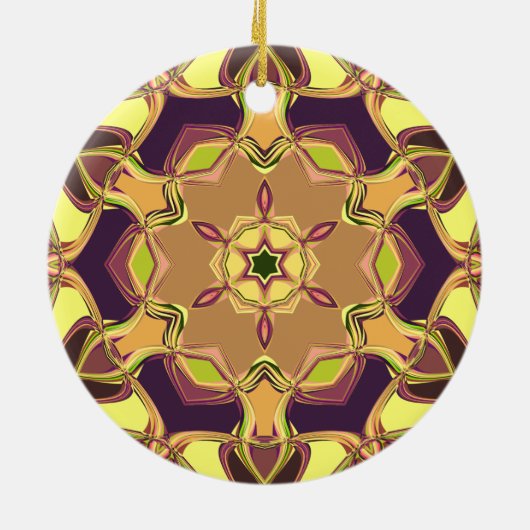 Cartoon Mandala Flower Yellow Paars en Oranje Keramisch Ornament (Achterkant)