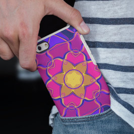 Cartoon Mandala Flower Yellow Pink en Blue Case-Mate iPhone Case