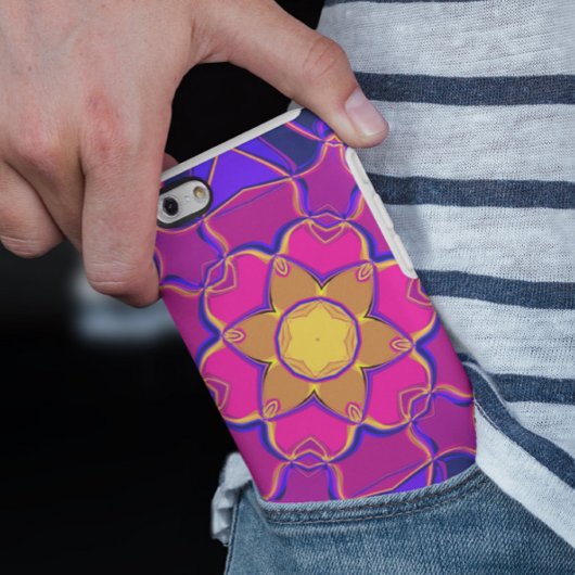 Cartoon Mandala Flower Yellow Pink en Blue Case-Mate iPhone Case