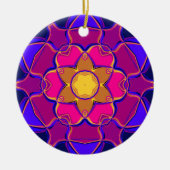 Cartoon Mandala Flower Yellow Pink en Blue Keramisch Ornament (Voorkant)