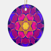 Cartoon Mandala Flower Yellow Pink en Blue Keramisch Ornament (Links)