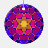 Cartoon Mandala Flower Yellow Pink en Blue Keramisch Ornament (Achterkant)
