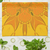 Cartoon Mandala Flower Yellow Theedoek (Gevouwen)