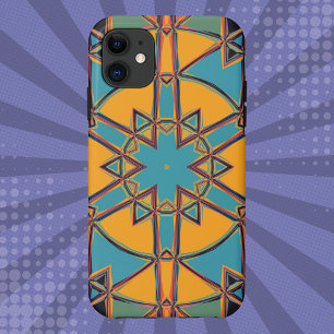 Cartoon Mandala Geel Blauw en Sinaasappel Case-Mate iPhone Case
