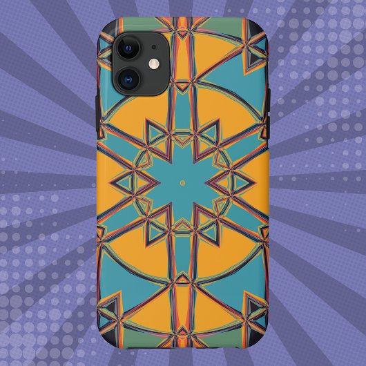 Cartoon Mandala Geel Blauw en Sinaasappel Case-Mate iPhone Case