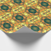 Cartoon Mandala Geel Sinaasappel en Groen Cadeaupapier (Hoek)