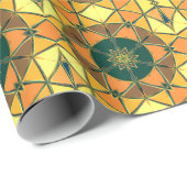 Cartoon Mandala Geel Sinaasappel en Groen Cadeaupapier (Rol Hoek)