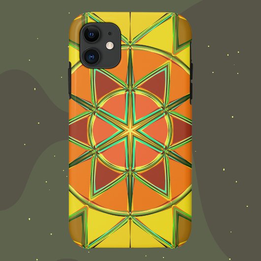 Cartoon Mandala Geel Sinaasappel en Groen Case-Mate iPhone Case