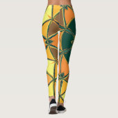 Cartoon Mandala Geel Sinaasappel en Groen Leggings (Achterkant)