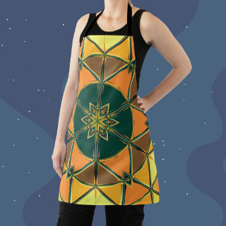 Cartoon Mandala Geel Sinaasappel en Groen Schort