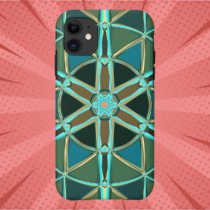 Cartoon Mandala Groen Blauw en geel Case-Mate iPhone Case