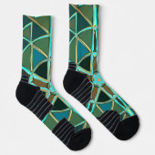 Cartoon Mandala Groen Blauw en geel Sokken (Rechts)