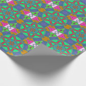 Cartoon Mandala Groen Rood en Blauw Cadeaupapier (Hoek)