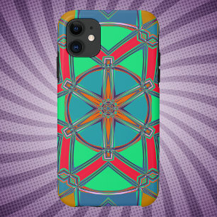 Cartoon Mandala Groen Rood en Blauw Case-Mate iPhone Case