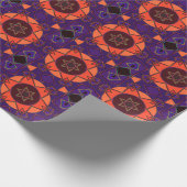 Cartoon Mandala Paarse en Sinaasappel Cadeaupapier (Hoek)