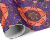 Cartoon Mandala Paarse en Sinaasappel Cadeaupapier (Rol Hoek)