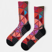 Cartoon Mandala Rood Roze en blauw Sokken (Links)