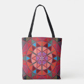 Cartoon Mandala Rood Roze en blauw Tote Bag (Achterkant)