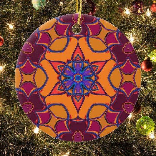 Cartoon Mandala Vloeiend Oranje Paars en blauw Keramisch Ornament