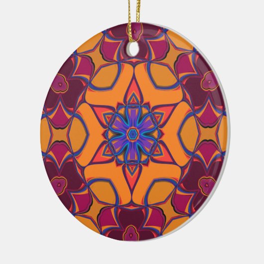 Cartoon Mandala Vloeiend Oranje Paars en blauw Keramisch Ornament (Links)