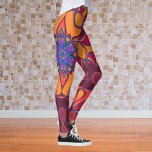 Cartoon Mandala Vloeiend Oranje Paars en blauw Leggings<br><div class="desc">Dit funky mandala-bloemontwerp is oranje,  paars en blauw in een cartoon stijl. Drijvende geometrische visuals voor de moderne hippie of het liefhebber van levendige kleuren!</div>